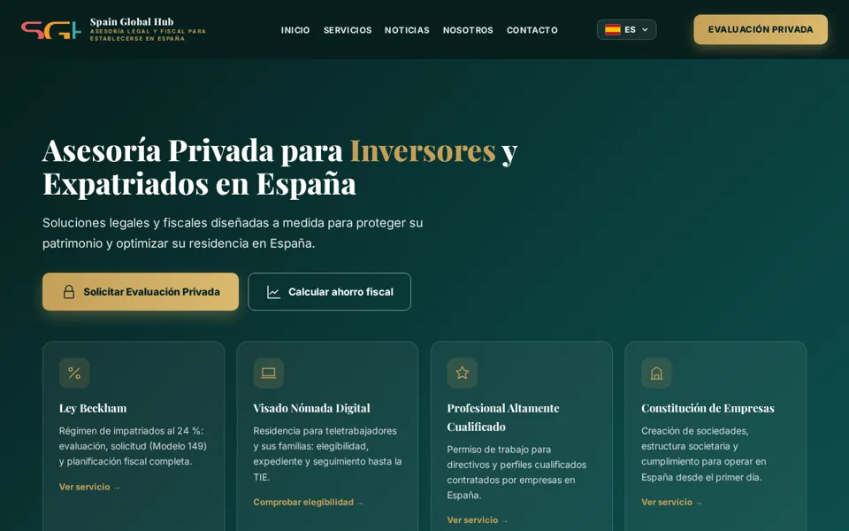 Captura de la web de Spain Global Hub
